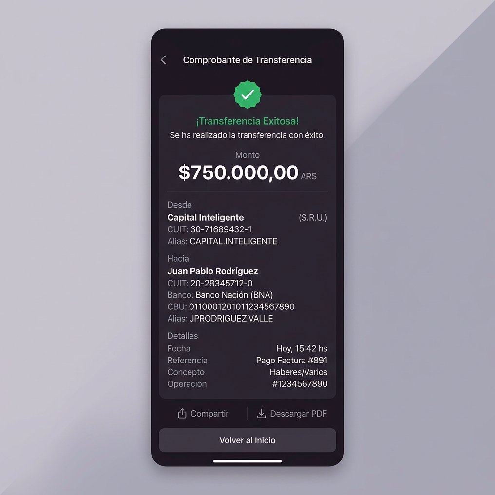Comprobante de depósito recibido